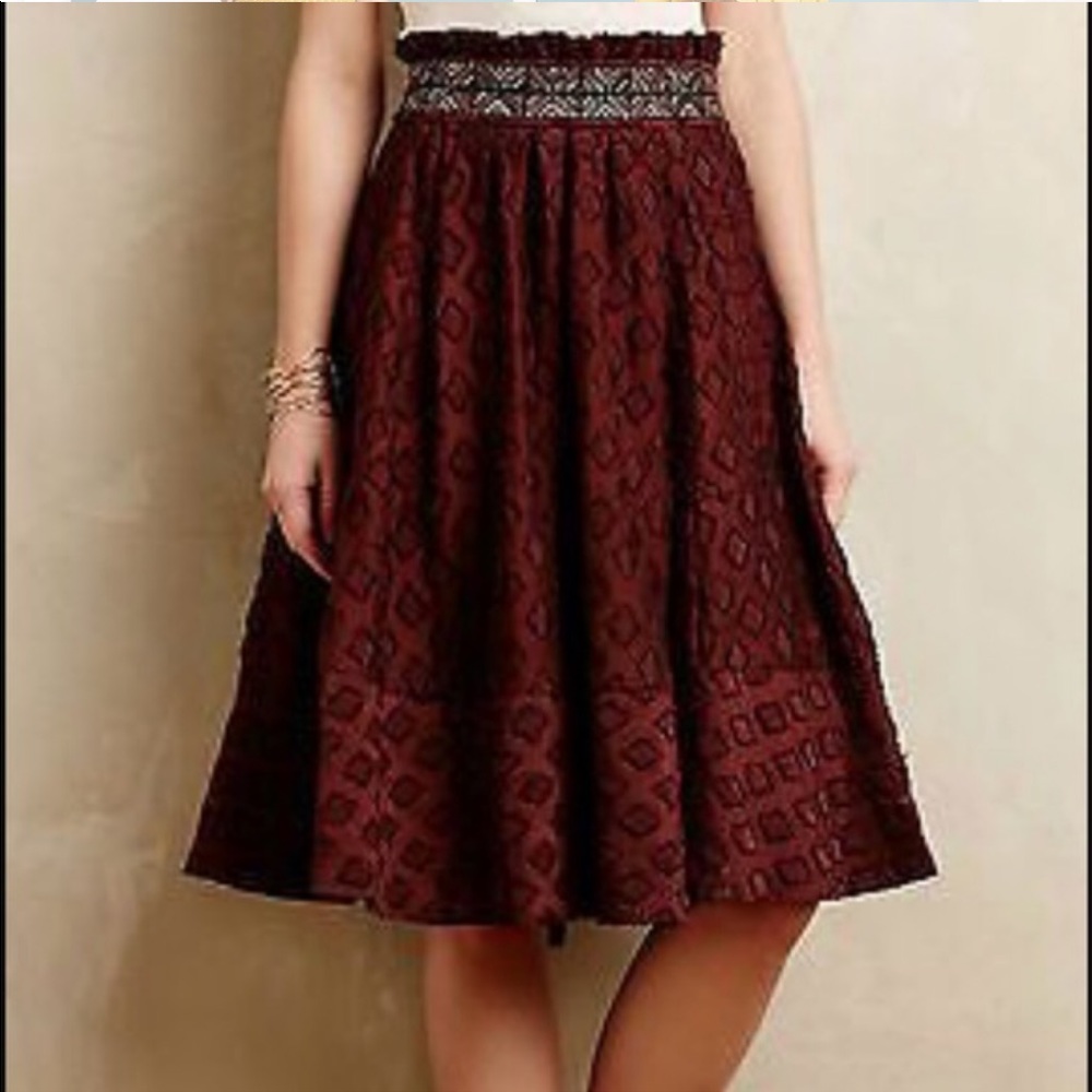 Maeve | Brown Textured Midi Skirt